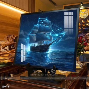 Tranh thuyền buồm vàng phong thủy đẹp