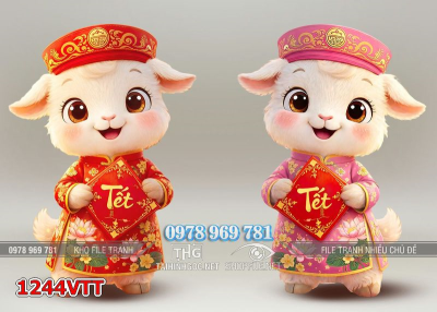 File tranh con dê cung chúc tân xuân 1244VTT