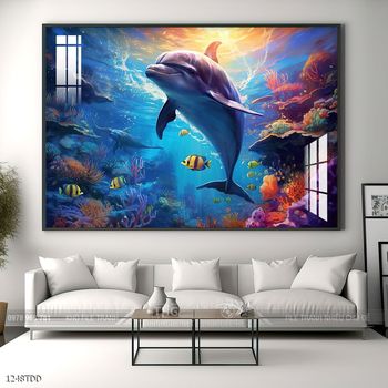 Tranh cá heo decor trang trí tường nhà