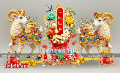 File tranh con dê Tết Đinh Mùi tài lộc 1251VTT