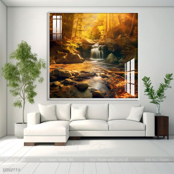 Tranh phong thủy phong cảnh thác nước thiên nhiên