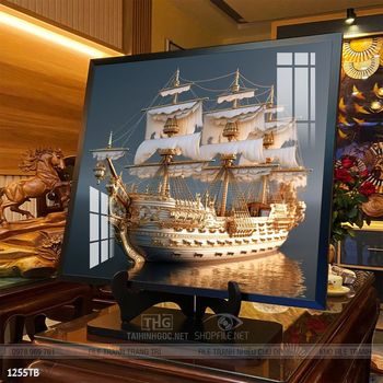 Tranh thuyền buồm vàng phong thủy đẹp