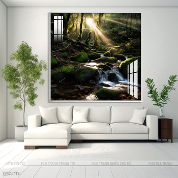 Tranh phong thủy phong cảnh thác nước thiên nhiên