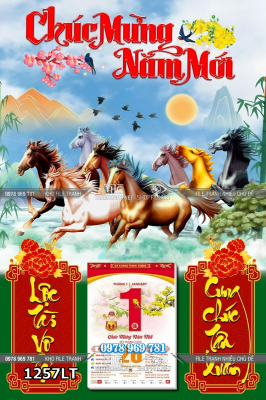 File lịch Tết ngựa bát mã Mã Đáo tấn tài tấn lộc 1257LT