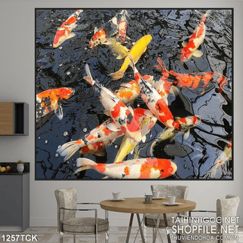 Tranh cá chép trên mặt nước