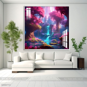 Tranh phon thủy sông, núi và mặt trời