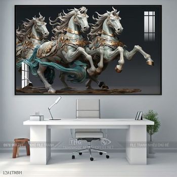 Tranh ngựa bát mã trang trí tường nhà