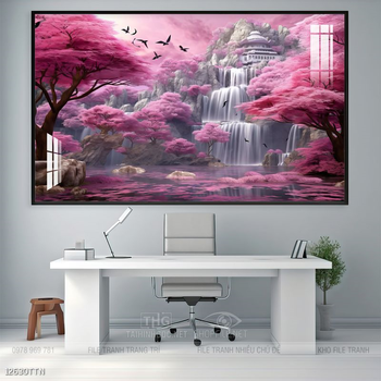 Tranh phong thủy phong cảnh thác nước thiên nhiên