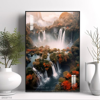 Tranh phon thủy sông, núi và mặt trời