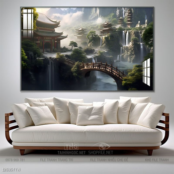 Tranh phong thủy nước non tuyệt đẹp