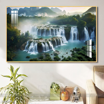 Tranh phon thủy sông, núi và mặt trời