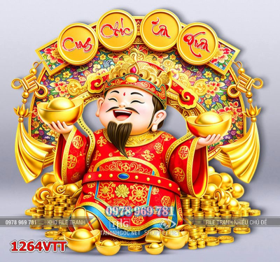 File tranh ông thần tài năm mới đinh mùi 2027 bình an 1264VTT