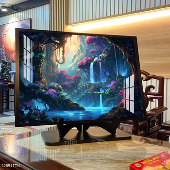 Tranh phon thủy sông, núi và mặt trời