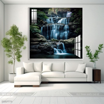 Tranh phon thủy sông, núi và mặt trời