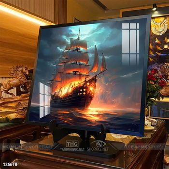 Tranh thuyền buồm vàng phong thủy đẹp