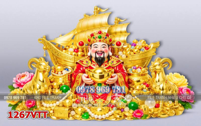 File tranh ông thần tài thuyền vàng tết năm mới 1267VTT