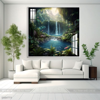 Tranh phon thủy sông, núi và mặt trời