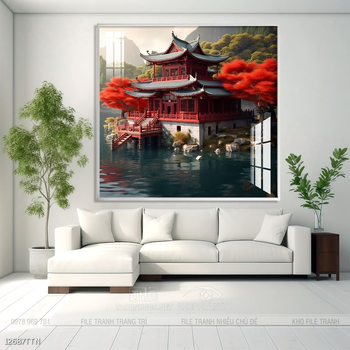Tranh phong thủy nước non tuyệt đẹp