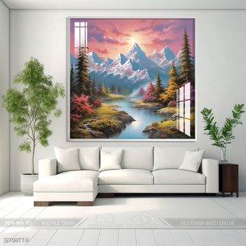 Tranh phong thủy phong cảnh thác nước thiên nhiên