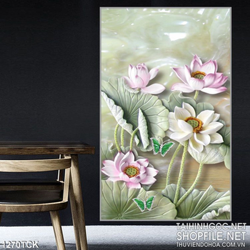 Tranh hoa sen giả ngọc treo tường phòng khách