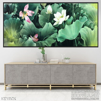 Tranh kính hoa sen đẹp