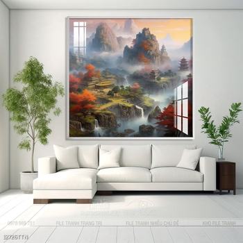 Tranh phong thủy nước non tuyệt đẹp