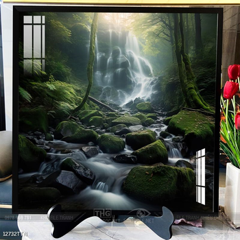 Tranh phon thủy sông, núi và mặt trời