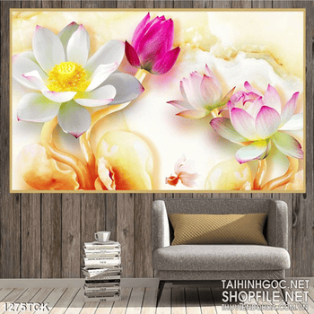 Tranh treo phòng hoa sen độc đáo