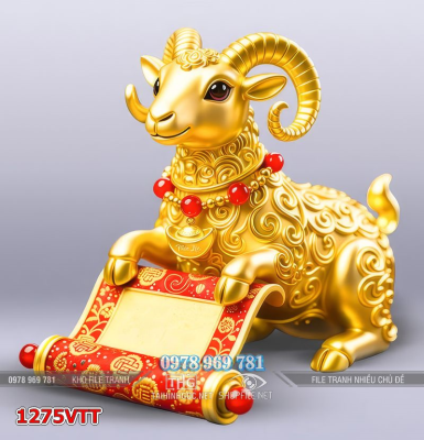 File tranh con dê vàng tài lộc thần tài 1275VTT