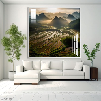Tranh phong thủy nước non tuyệt đẹp