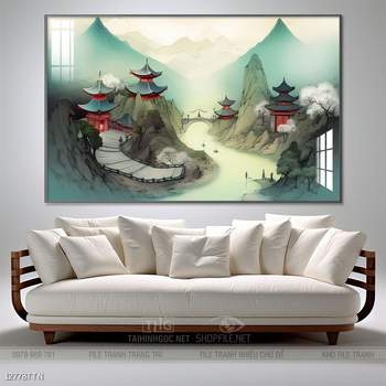 Tranh phong thủy nước non tuyệt đẹp