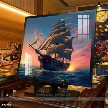 Tranh thuyền buồm vàng phong thủy đẹp