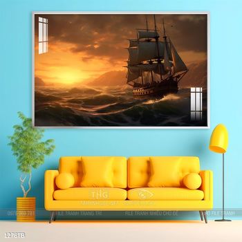 Tranh thuận buồm xuôi gió cánh buồm vàng đẹp nhất