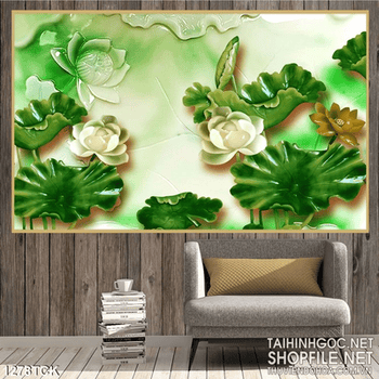 Tranh hoa sen nổi 3D