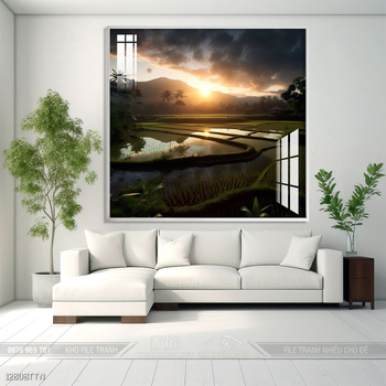 Tranh phong thủy phong cảnh thác nước thiên nhiên