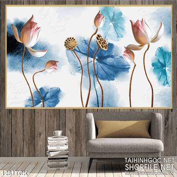 Tranh hoa sen in canvas treo tường đẹp