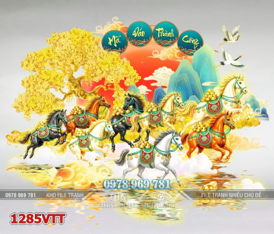 File tranh psd mã đáo thành công con ngựa năm mới 1285VTT