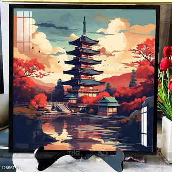 Tranh phon thủy sông, núi và mặt trời