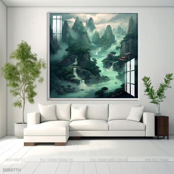 Tranh phong thủy nước non tuyệt đẹp