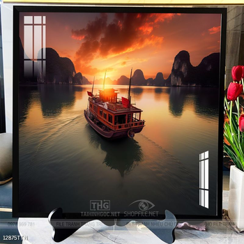 Tranh phon thủy sông, núi và mặt trời