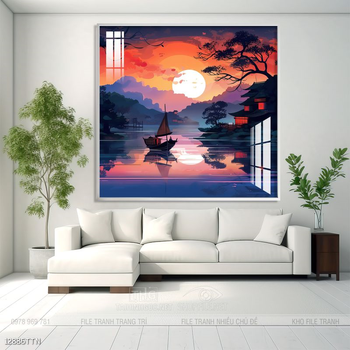 Tranh phong thủy phong cảnh thác nước thiên nhiên