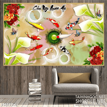 Tranh cửu ngư quần hội psd