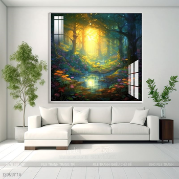 Tranh phong thủy phong cảnh thác nước thiên nhiên