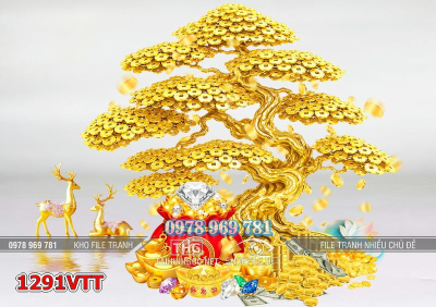 File tư liệu tết psd cây tiền vàng kim tiền túi tiền vàng 1291VTT