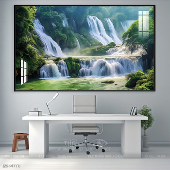 Tranh phon thủy sông, núi và mặt trời