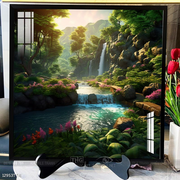 Tranh phon thủy sông, núi và mặt trời