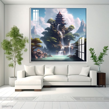 Tranh phong thủy phong cảnh thác nước thiên nhiên