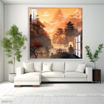 Tranh phong thủy phong cảnh thác nước thiên nhiên