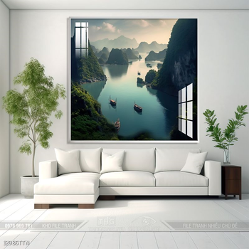 Tranh phong thủy nước non tuyệt đẹp