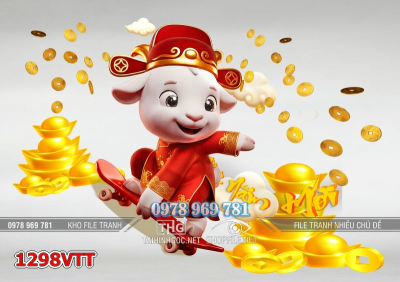 File tranh con dê Đinh Mùi tài lộc 1298VTT